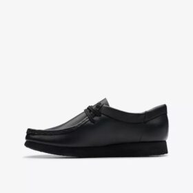 Kids Wallabee™ Older Black Leather Shoes