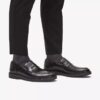 Mens Aldwin Step Black Leather Loafer Shoes