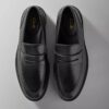 Mens Aldwin Step Black Leather Loafer Shoes
