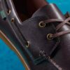 Mens Charmouth Lace Brown Leather Boat Shoes