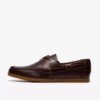 Mens Charmouth Lace Brown Leather Boat Shoes