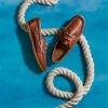 Mens Charmouth Lace Tan Leather Boat Shoes