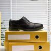 Mens Dresslite Cap Black Leather Oxford