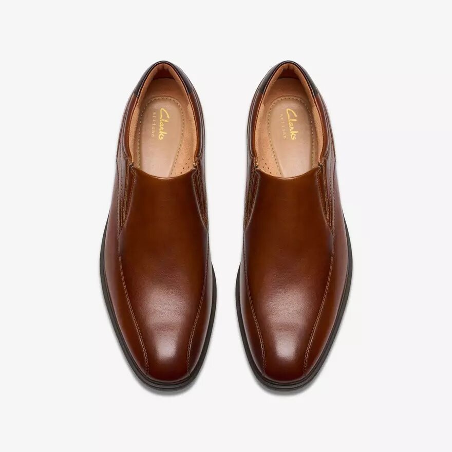 Mens Eldredge Step Dark Tan Leather Shoes Mens Eldredge Step Dark Tan Leather Shoes