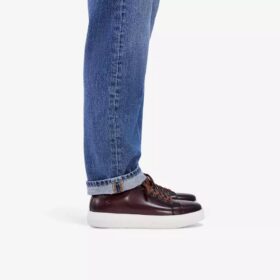 Mens Goswell Tie Brown Leather Sneakers