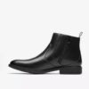 Mens Steadwell Zip Black Leather Dress Boots