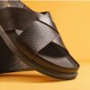 Mens Torford Cross Brown Leather Flat Slide Sandals