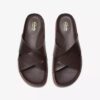 Mens Torford Cross Brown Leather Flat Slide Sandals