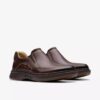 Mens Un Briley Step Mahogany Leather Loafer Shoes| Clarks