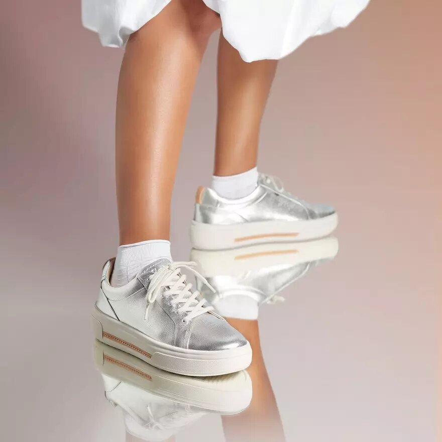 Women’s Hollyhock Walk Silver Leather Sneakers Women’s Hollyhock Walk Silver Leather Sneakers