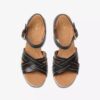 Women’s Sabina Strap Black Leather Wedges