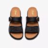 Womens Arwell Step Black Leather Flat Sandals