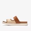 Womens Arwell Step Tan Leather Flat Sandals