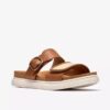 Womens Arwell Step Tan Leather Flat Sandals