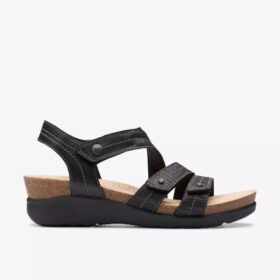 Womens Calenne Clara Black Wedge Sandals