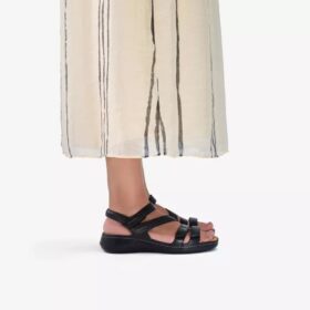 Womens Cecily Mix Black Combination Flat Sandal