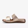 Womens Cecily Step Champagne Leather Flat Sandals