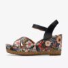 Womens Chicly Floral Black Print Wedges Womens Chicly Floral Black Print Wedges