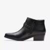 Womens Danyelle Wish Black Leather Ankle Boots