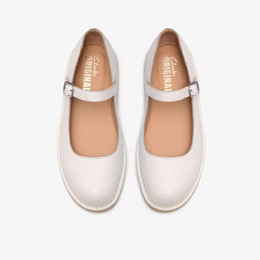 Womens Desert Jane White Leather Mary Janes Womens Desert Jane White Leather Mary Janes