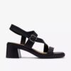 Womens Jaylan Sol Black Leather Heeled Sandals