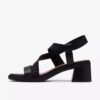 Womens Jaylan Sol Black Leather Heeled Sandals