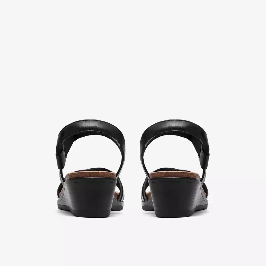 Womens Kacha Twist Black Leather Wedges Womens Kacha Twist Black Leather Wedges
