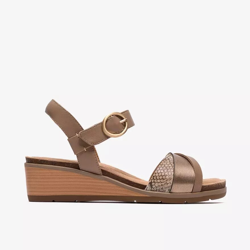 Womens Kacha Twist Taupe Combination Leather Wedges Us Womens Kacha Twist Taupe Combination Leather Wedges Us