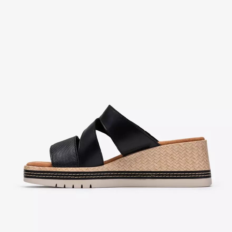 Womens Kidiki Cove Black Leather Wedges Womens Kidiki Cove Black Leather Wedges