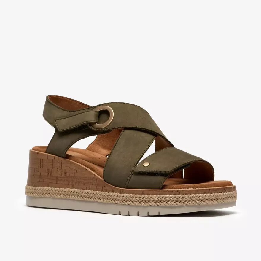 Womens Kidiki Sun Dark Olive Nubuck Wedges Womens Kidiki Sun Dark Olive Nubuck Wedges