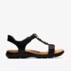 Womens Kitly Gem Black Leather Flat Sandals
