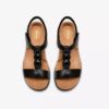Womens Kitly Gem Black Leather Flat Sandals