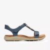 Womens Kitly Gem Denim Blue Leather Flat Sandals