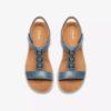 Womens Kitly Gem Denim Blue Leather Flat Sandals