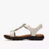 Womens Kitly Gem White Leather Flat Sandals