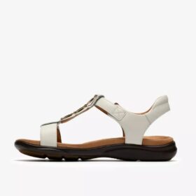 Womens Kitly Gem White Leather Flat Sandals