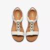 Womens Kitly Gem White Leather Flat Sandals