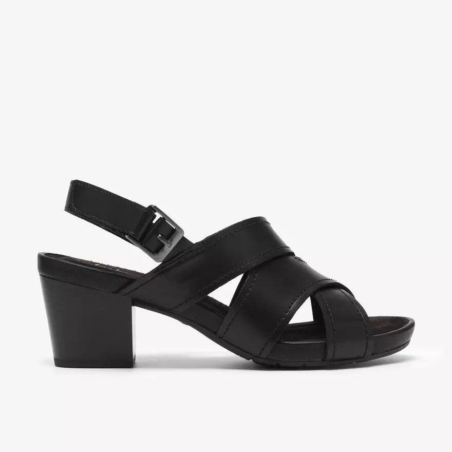 Womens Kymber Shine Black Leather Heeled Sandals Womens Kymber Shine Black Leather Heeled Sandals
