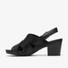 Womens Kymber Shine Black Leather Heeled Sandals Womens Kymber Shine Black Leather Heeled Sandals