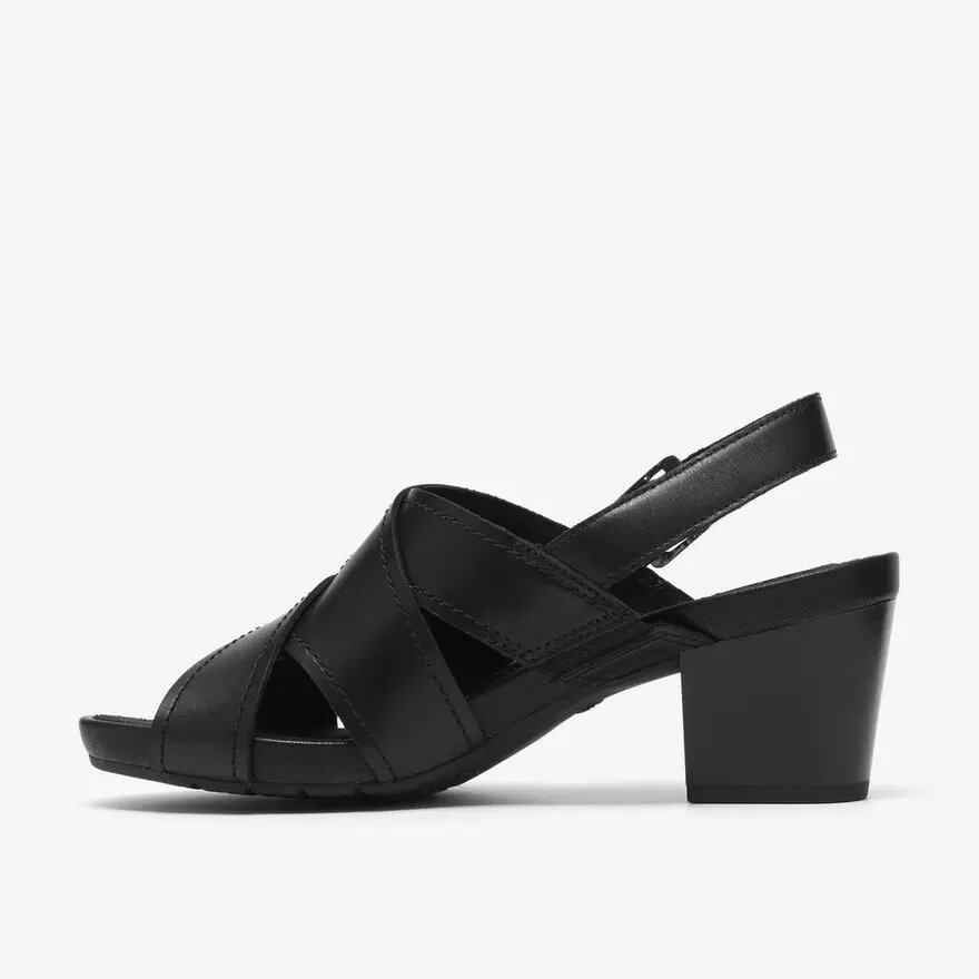 Womens Kymber Shine Black Leather Heeled Sandals Womens Kymber Shine Black Leather Heeled Sandals