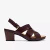 Womens Kymber Shine Dark Brown Leather Heeled Sandals Womens Kymber Shine Dark Brown Leather Heeled Sandals