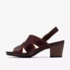 Womens Kymber Shine Dark Brown Leather Heeled Sandals Womens Kymber Shine Dark Brown Leather Heeled Sandals
