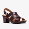 Womens Kymber Shine Dark Brown Leather Heeled Sandals Womens Kymber Shine Dark Brown Leather Heeled Sandals