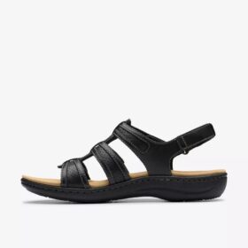 Womens Laurieann Ivy Black Leather Flat Sandals