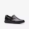 Womens Lynell Slip Black Leather Slip-Ons