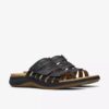 Womens Maelynn Abby Black Leather Flat Sandals