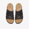 Womens Maelynn Abby Black Leather Flat Sandals