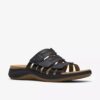 Womens Maelynn Abby Black Leather Flat Sandals