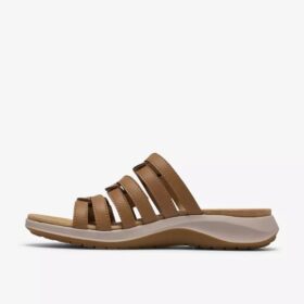 Womens Maelynn Abby Tan Leather Flat Sandals
