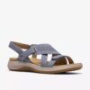 Womens Maelynn Gem Denim Blue Nubuck Flat Sandals Womens Maelynn Gem Denim Blue Nubuck Flat Sandals